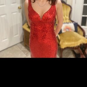 Stunning red sequin short formal